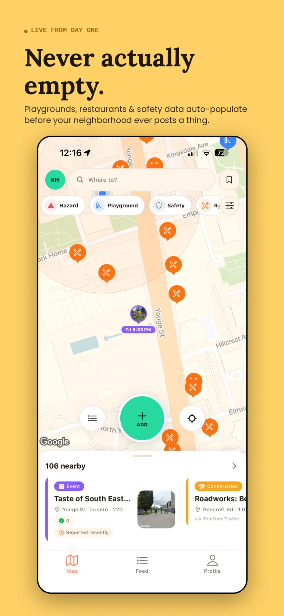 CivicBulletin live map screen