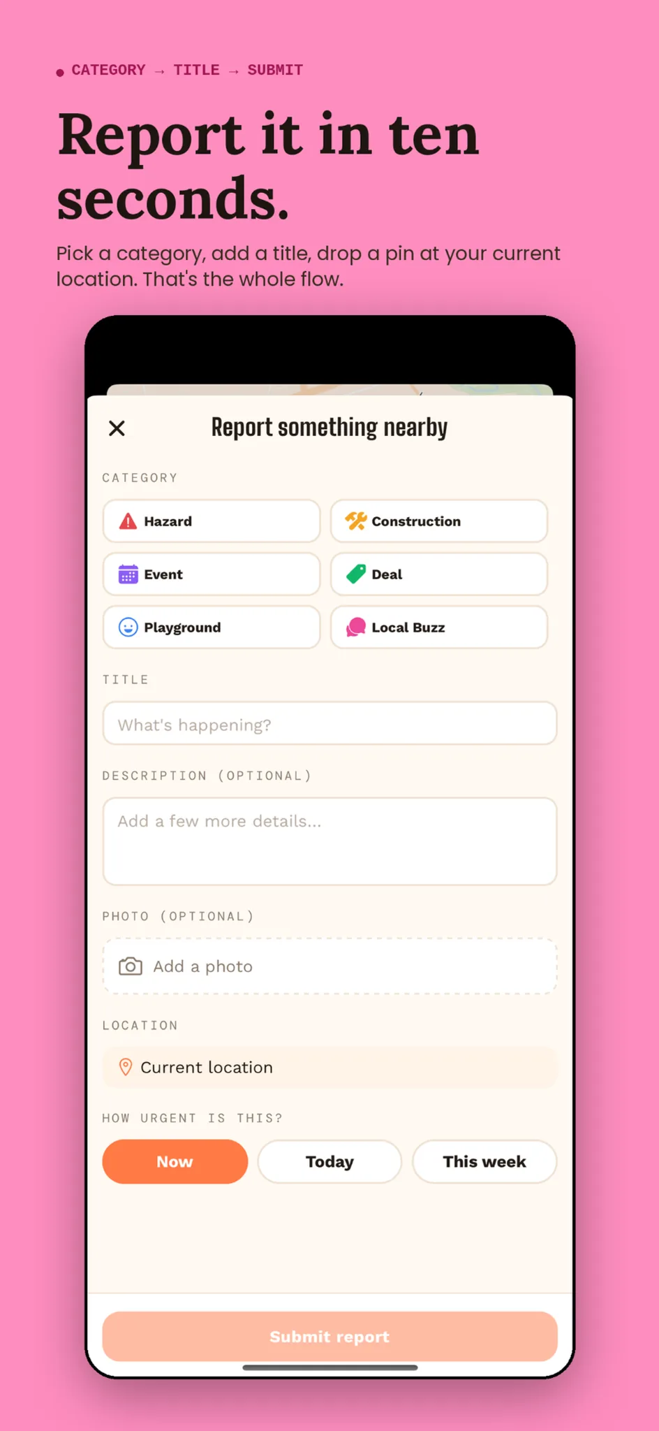 CivicBulletin report creation interface